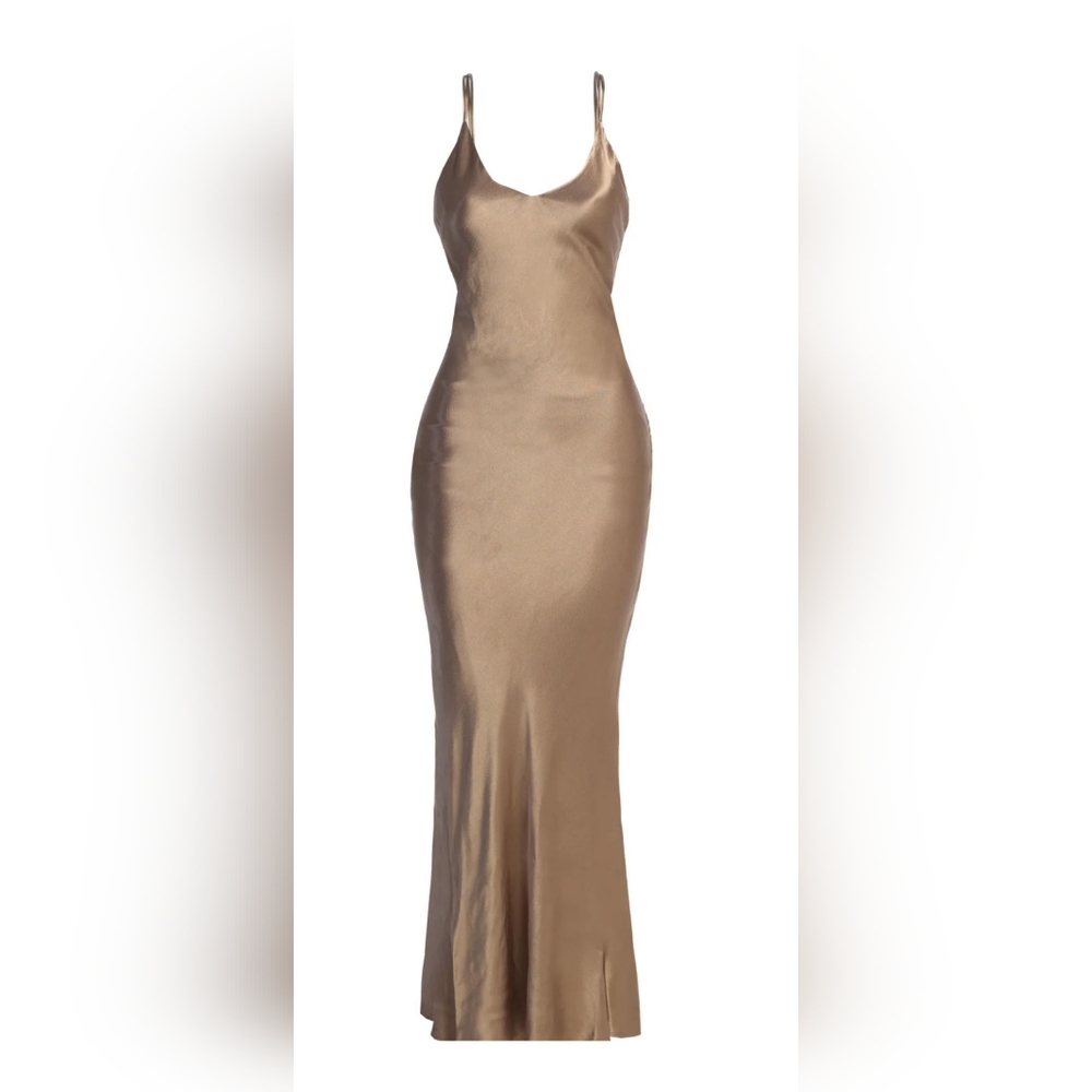 JLuxlabel Elegant Bronze Satin Slip Dress. NWT!!